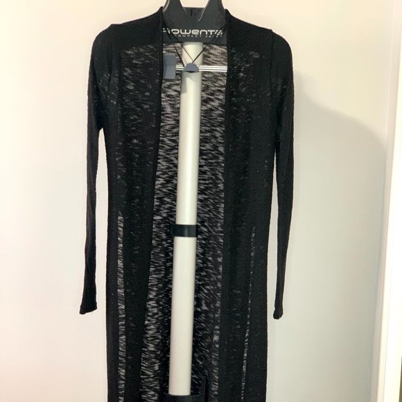 Sleek Black Slit Cardigan - Picture 1 of 5